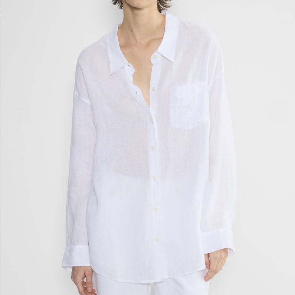 Aritzia Wilfred Relaxed Linen Shirt, White M